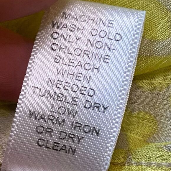 Banana Republic Tan and Yellow Floral Paisley Sheer V-Neck Blouse - Picture 8 of 8